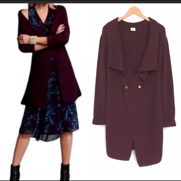 CAbi regal duster style 3350 sweater. Color is mulberry/burgundy. - Picture 3 of 3